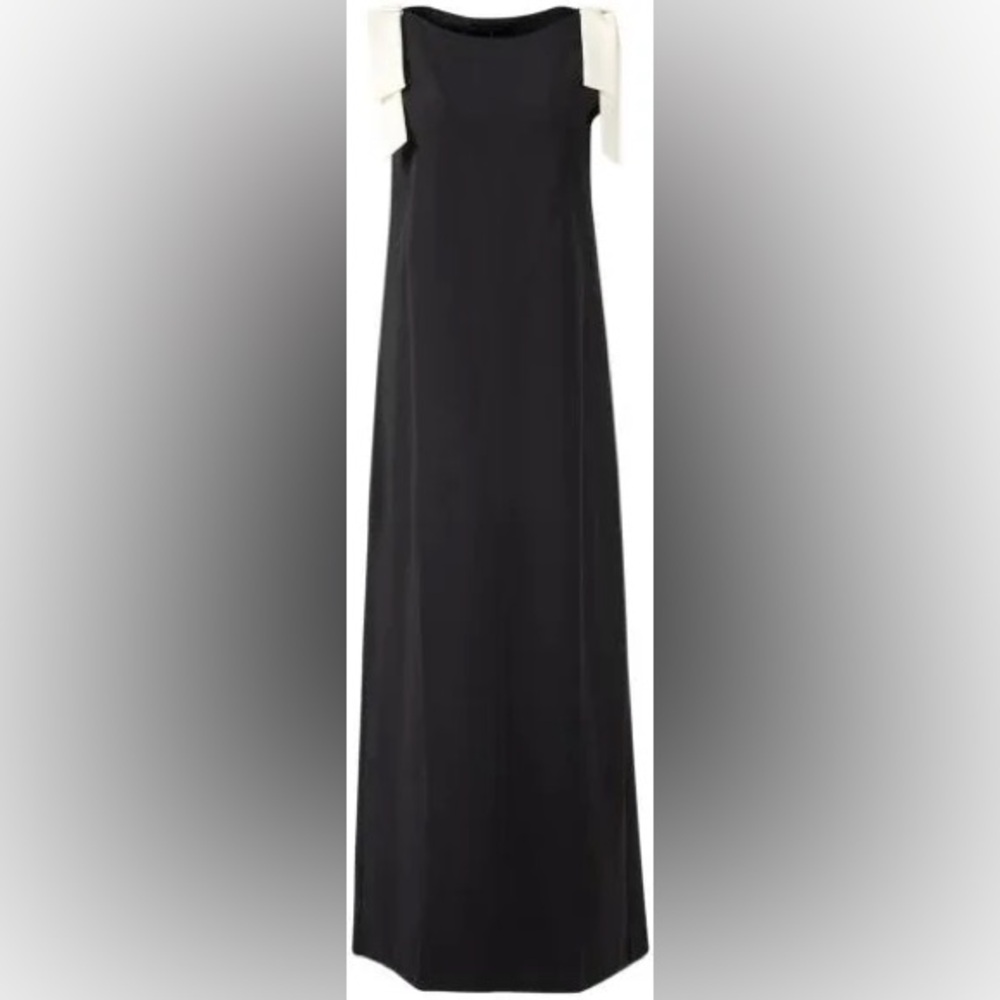 Abby Glass Michelle High Boat Neck Sleeveless Bow Shoulder Detail Shift Dress